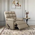 The Granada Recliner In Khaki Khaki Manual Handle Wood Handle Foam Microsuede,Polyester