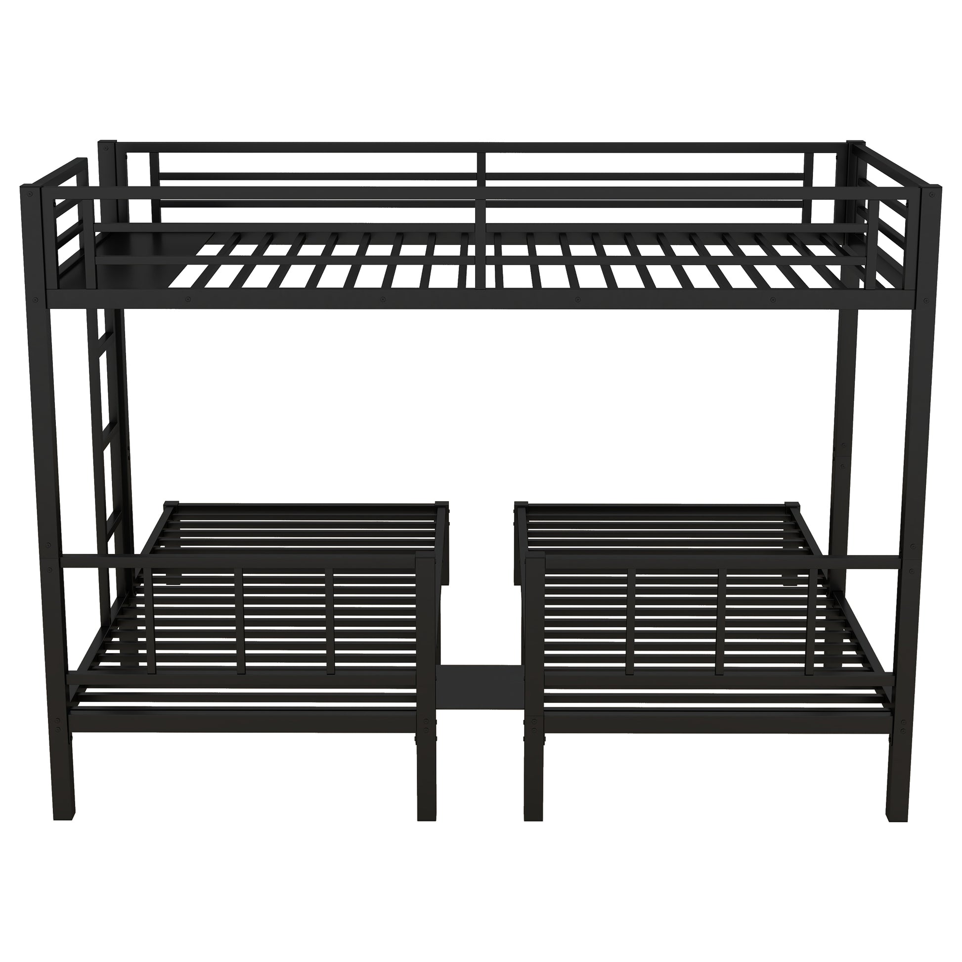 Twin Over Twin & Twin Bunk Beds For 3, Twin Xl Over Twin & Twin Bunk Bed Metal Triple Bunk Bed, Black Black Metal