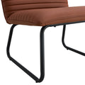 Brown Minimalist Armless Sofa Chair With Pu Backrest And Black Metal Legs, Suitable For Offices, Restaurants, Kitchens, And Bedrooms Brown Metal