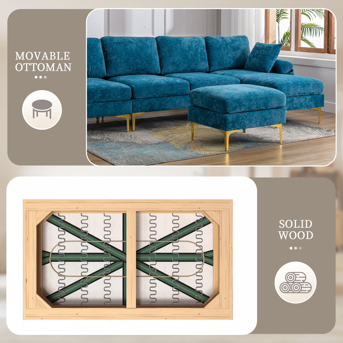 Coolmore U Shape Sectional Sofa With Ottomanreversible Sofa Couch For Living Room,Spacious Furniture,Durable Couch Removable And Machine Washable Cover Light Blue Velvet Light Blue Primary Living Space Foam Velvet 4 Seat