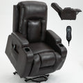 Infinite Position Up To 350 Lbs Power Lift Recliner Chair For Elderly, Heavy Duty Motion Mechanism With 8 Point Vibration Massage And Lumbar Heating, Usb Charging Port, Cup Holders, Brown White Metal Primary Living Space Heavy Duty Pine Brown Faux