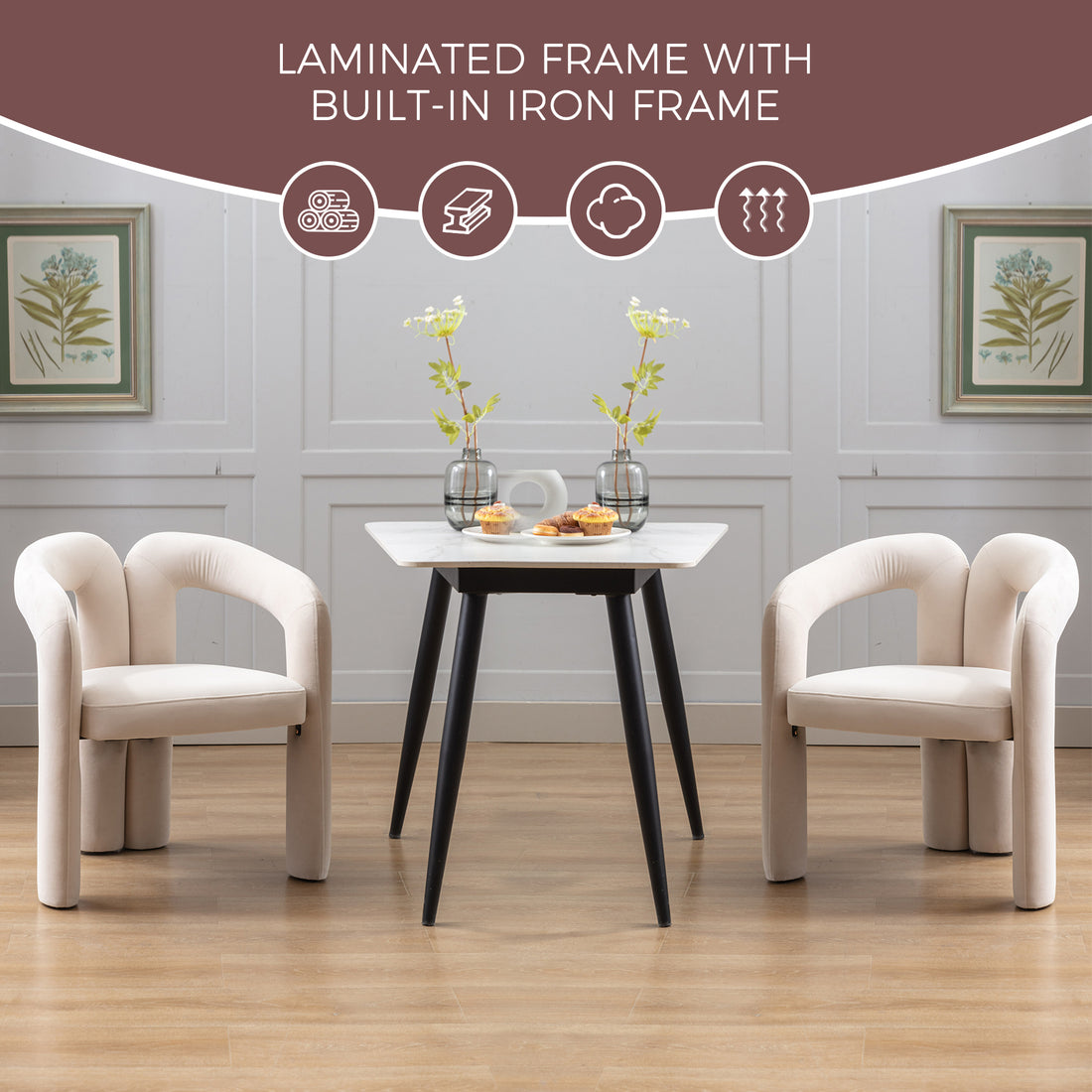 Coolmore Contemporary Designed Velvet Fabric Upholstered Accent Dining Chair Barrel Side Chairs Kitchen Armchair For Living Room Set Of 2 Beige Velvet Beige Foam Velvet