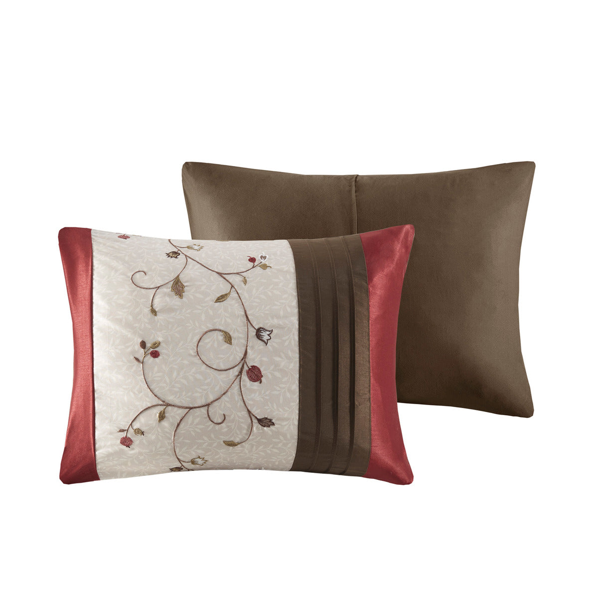 Embroidered 7 Piece Comforter Set Red King King Red Polyester