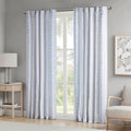 Poly Printed Curtain Panel With Tufted Stripe And Lining White Navy 50X95