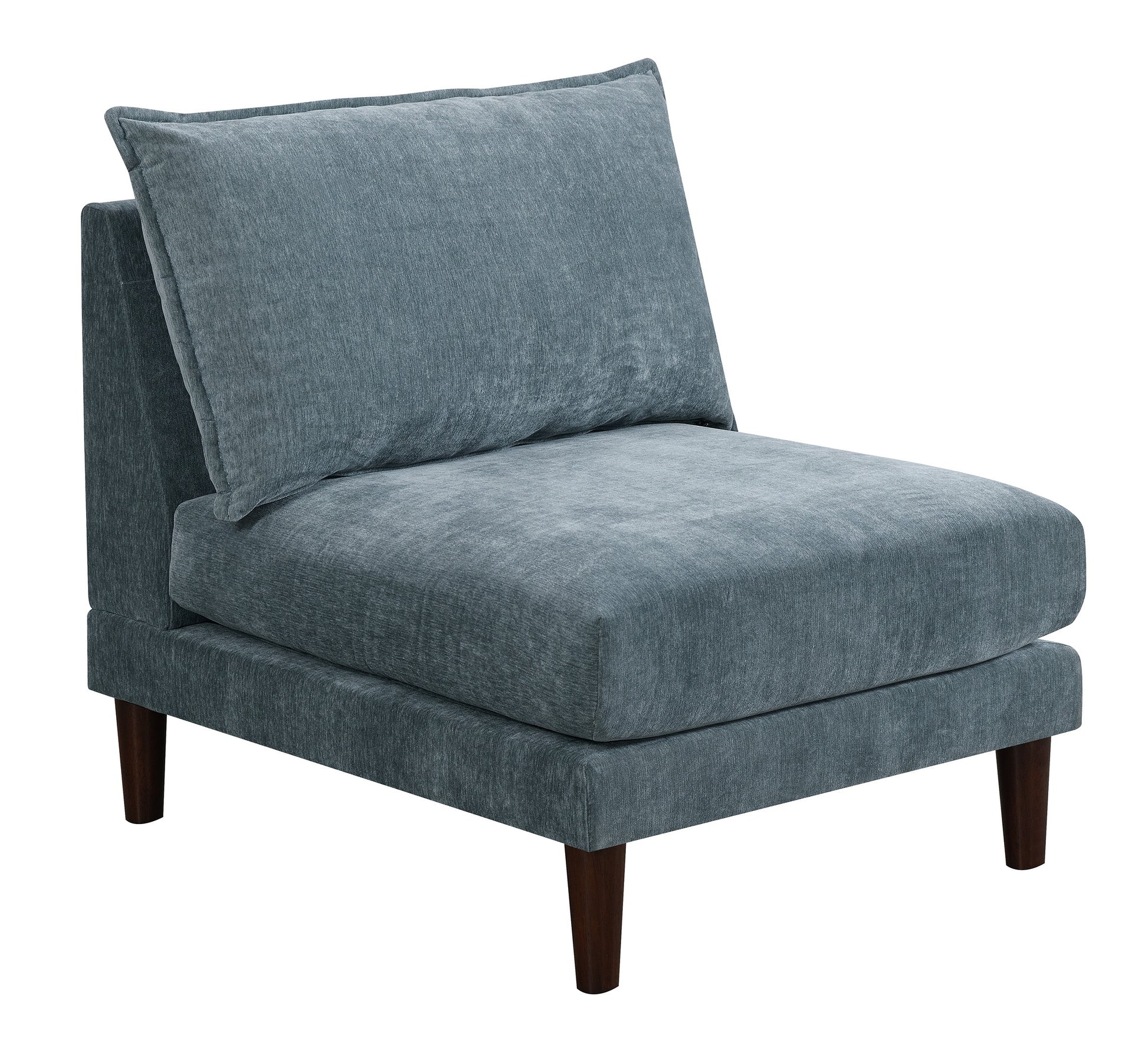 Contemporary 5Pcs Modular Sectional Set One Arm Chairs Armless Chair Ottoman L Shaped Sectional Mineral Morgan Fabric Grayish Primary Living Space Cushion Back Classic,Contemporary,Modern Modular