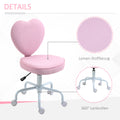 Homcom Heart Beautiful Shaped Back Design Office Chair With Adjustable Height And 360 Swivel Castor Wheels, Pink Pink Linen