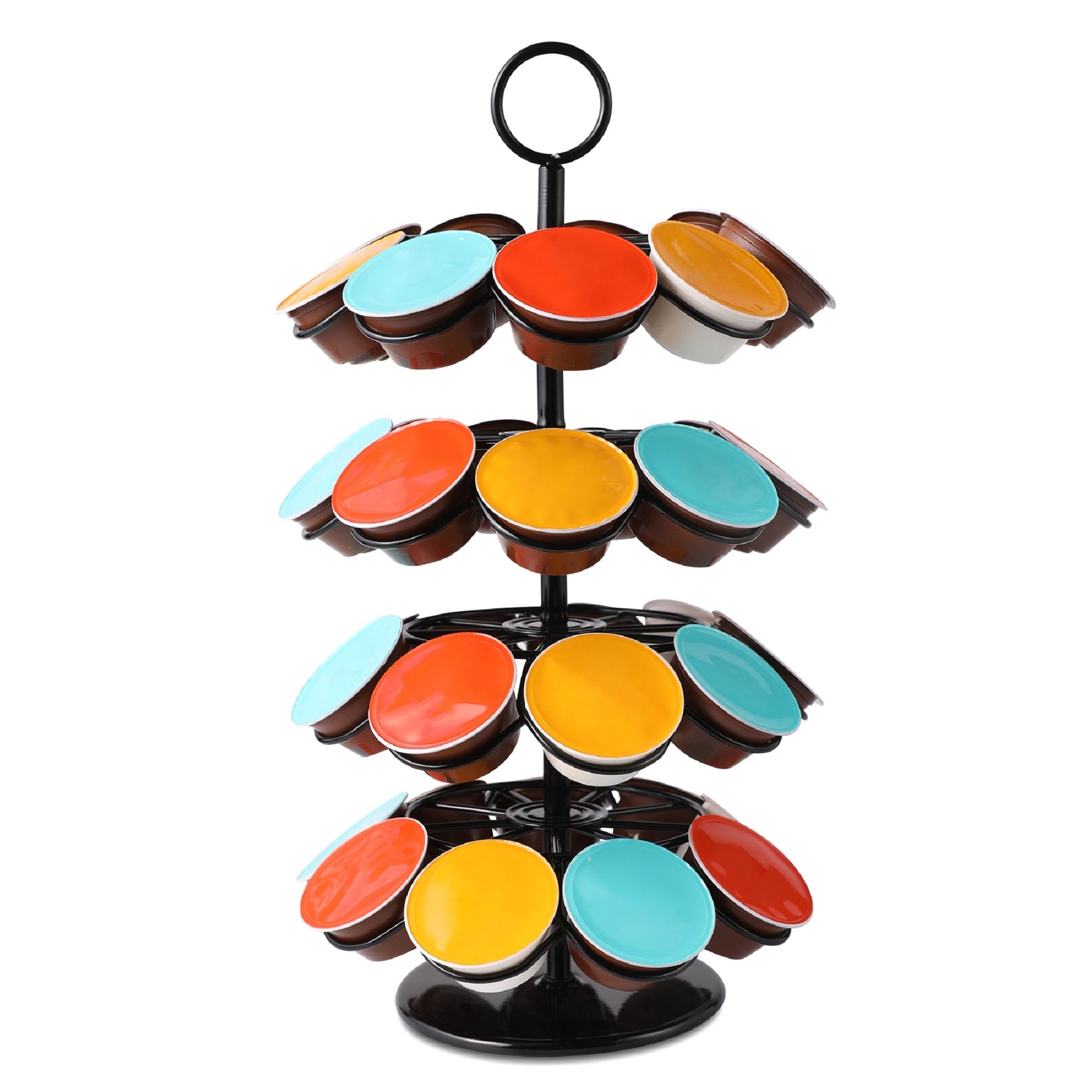 K Cups Holder K Cup Carousel Coffee Pods Storage Organizer Stand Comes All In One Piece Black Black Metal