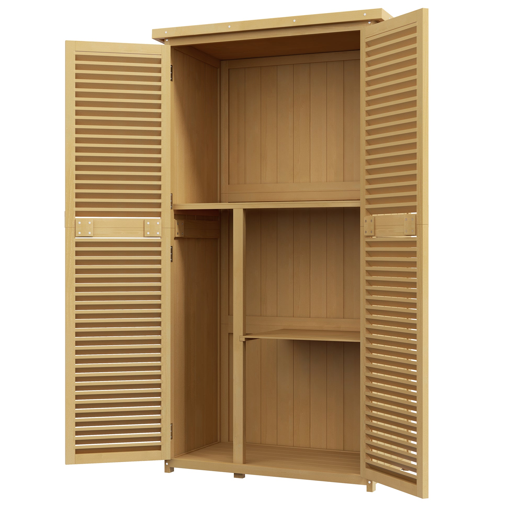 Outsunny 5' X 3' Wooden Outdoor Storage Cabinet, Garden Sheds & Outdoor Storage With Asphalt Roof & 2 Large Wood Doors With Lock, Yellow Yellow Wood