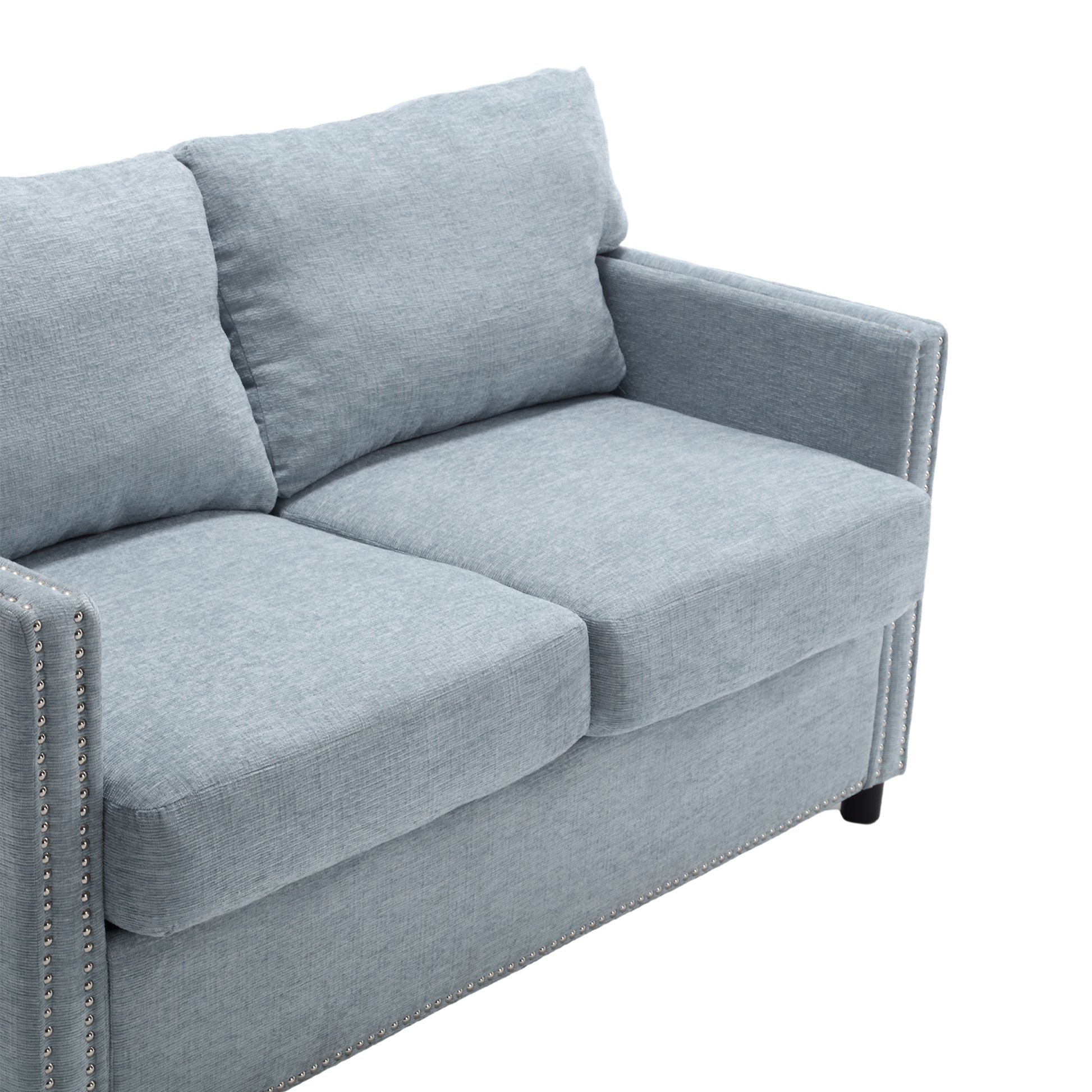 United Modern Chenille Fabric Loveseat, 2 Seat Upholstered Loveseat Sofa Modern Couch Teal Blue Chenille 2 Seat