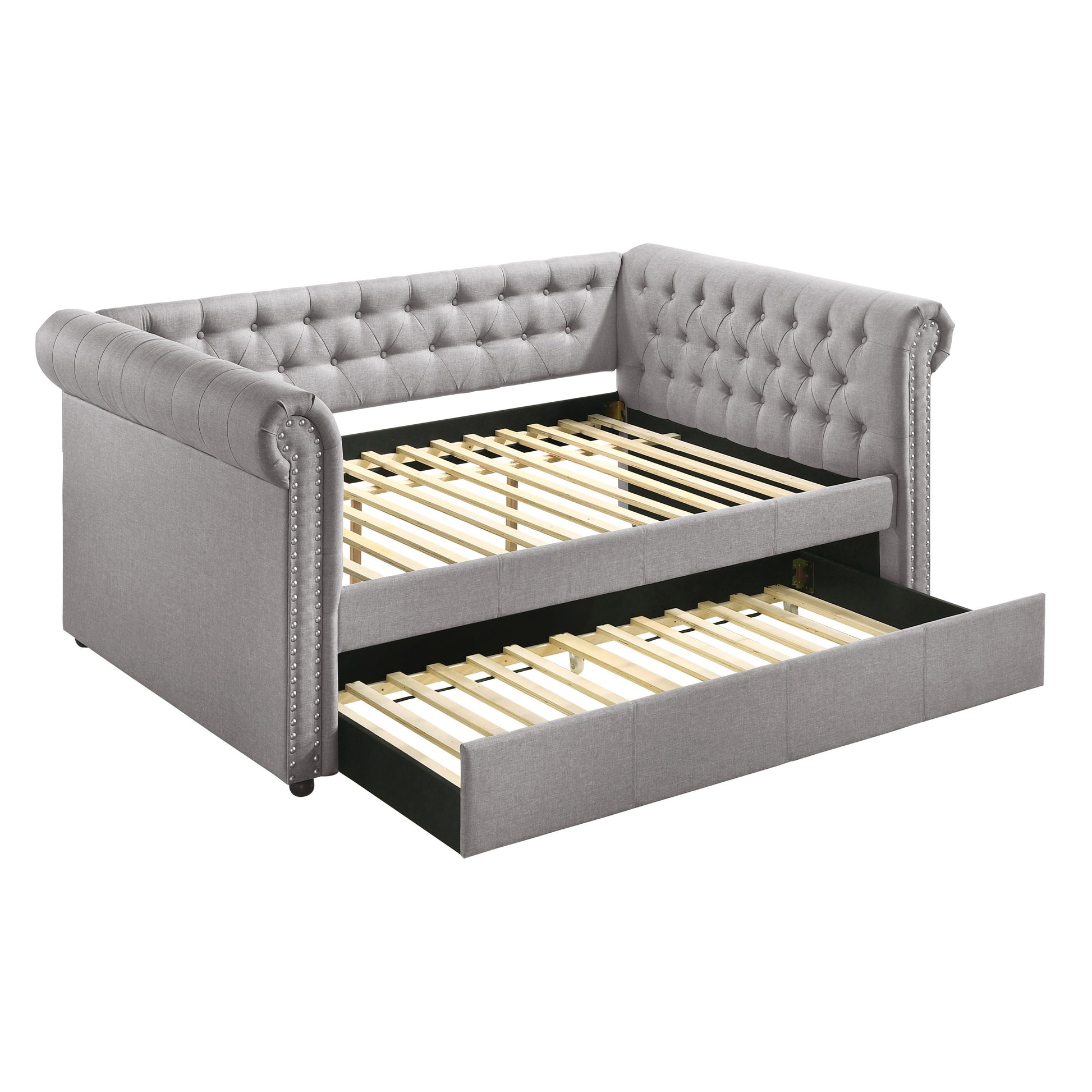 Smoke Grey Twin Daybed With Trim Twin Smoke Grey Wood Bedroom Rubberwood Wood Fabric
