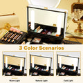 Portable Makeup Case With Led Mirror Travel Makeup Bag Cosmetic Organizer Box With Locks, Brush Holder, Dividers, Rechargeable, White White Aluminium Alloy