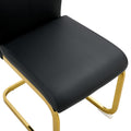1 Table And 4 Chairs. Modern, Simple And Luxurious Black Imitation Marble Rectangular Dining Table And Desk With 4 Black Pu Gold Plated Leg Chairs 63'' X 35.4'' X 30'' Black Mdf