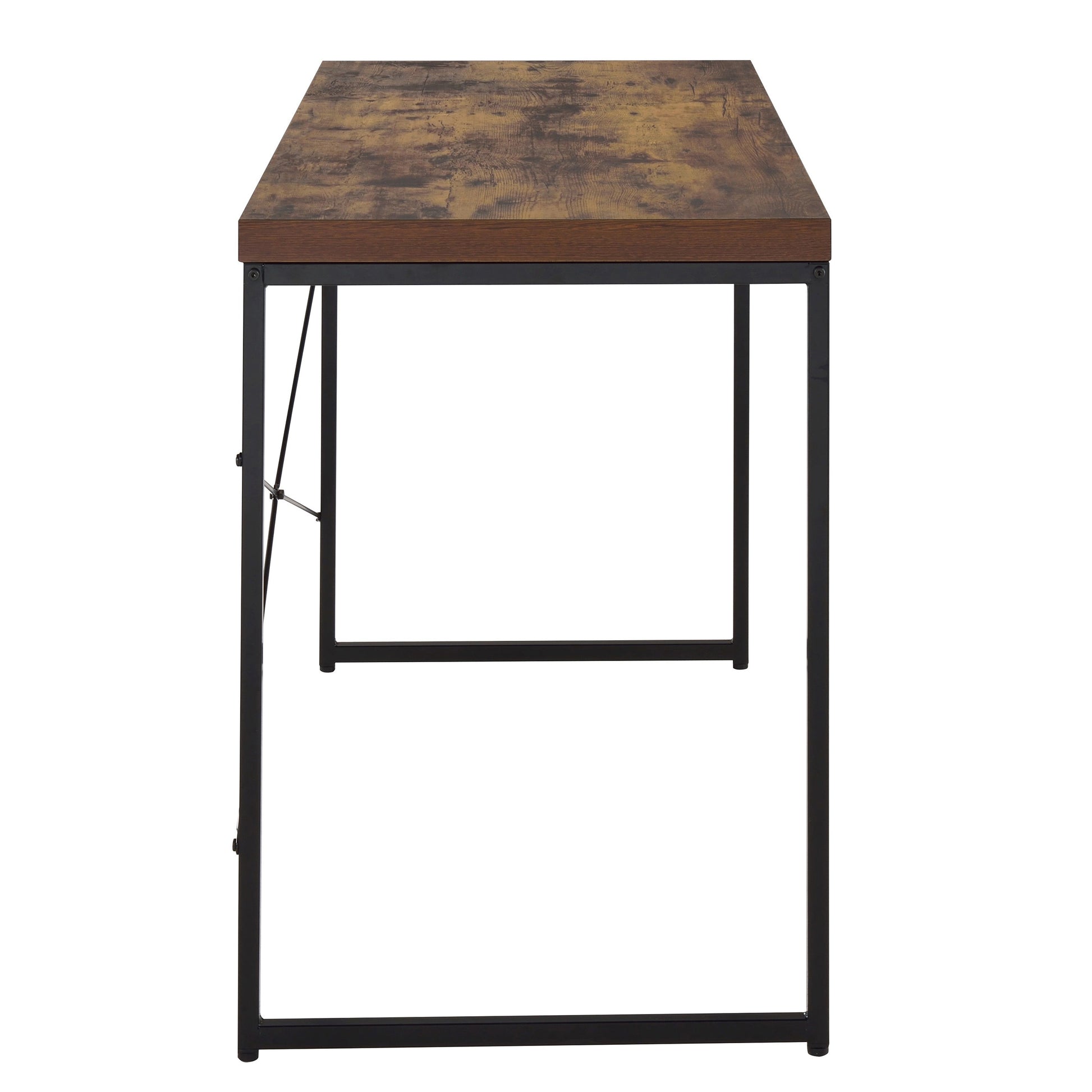 Weathered Oak And Black Writing Desk With Metal Sled Base Black Brown Wood Metal