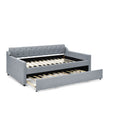 Full Size Upholstery Daybed With Twin Size Erectable Trundle And Usb Charging Design, Linen Grey Box Spring Not Required Full Grey Linen Linen