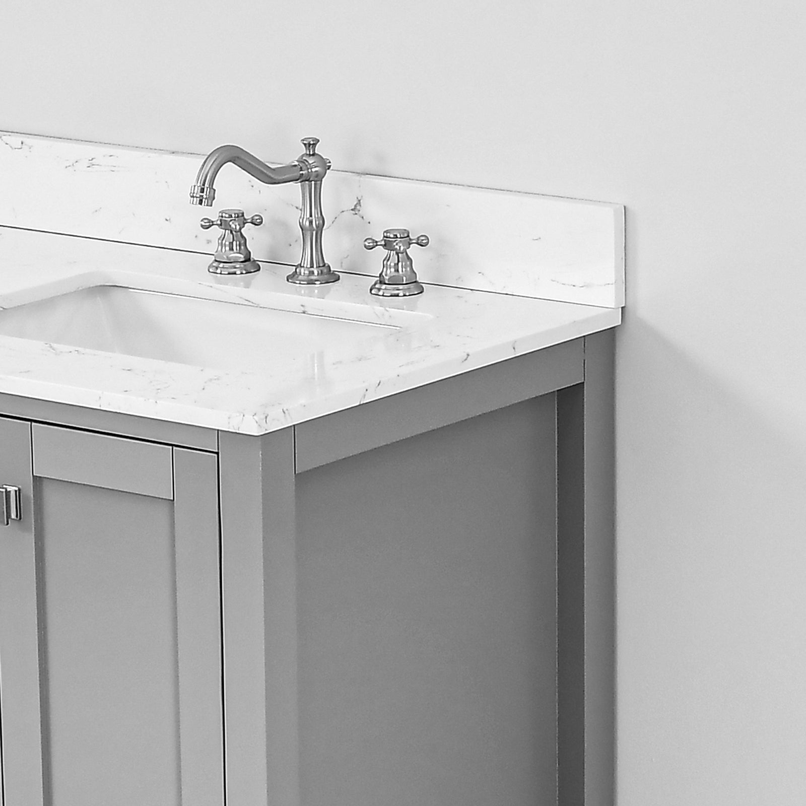 60"X 22" Bathroom Stone Vanity Top Engineered Color With Undermount Ceramic Sink And 3 Faucet Hole With Backsplash White Bathroom Stone