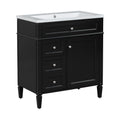 30'' Bathroom Vanity With Top Sink, Modern Bathroom Storage Cabinet With 2 Drawers And A Tip Out Drawer, Single Sink Bathroom Vanity Black Bathroom Solid Wood Mdf