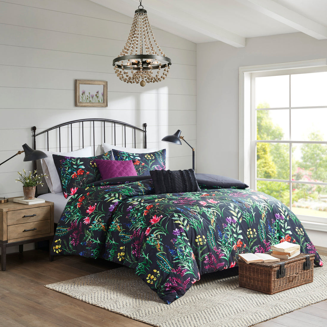 5 Piece Comforter Set Black King Cal King King Black Polyester