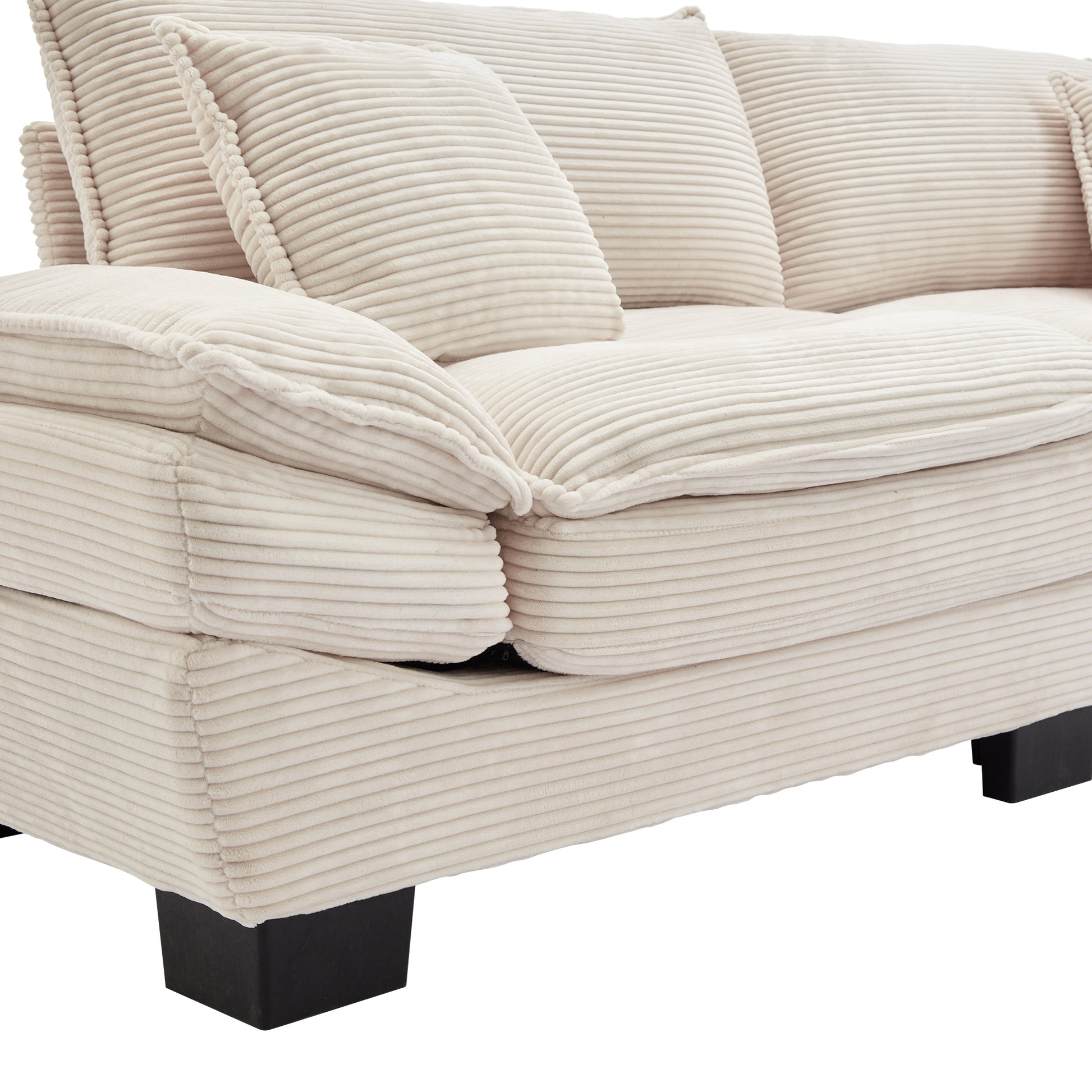 Corduroy Sofa Sleeper Couch Loveseat Sofa With Pillows Comfy Upholstered Deep Seat Sofa For Bedroom,Living Room,Apartment,Office,Dorm Beige Corduroy Beige Foam Upholstered 2 Seat