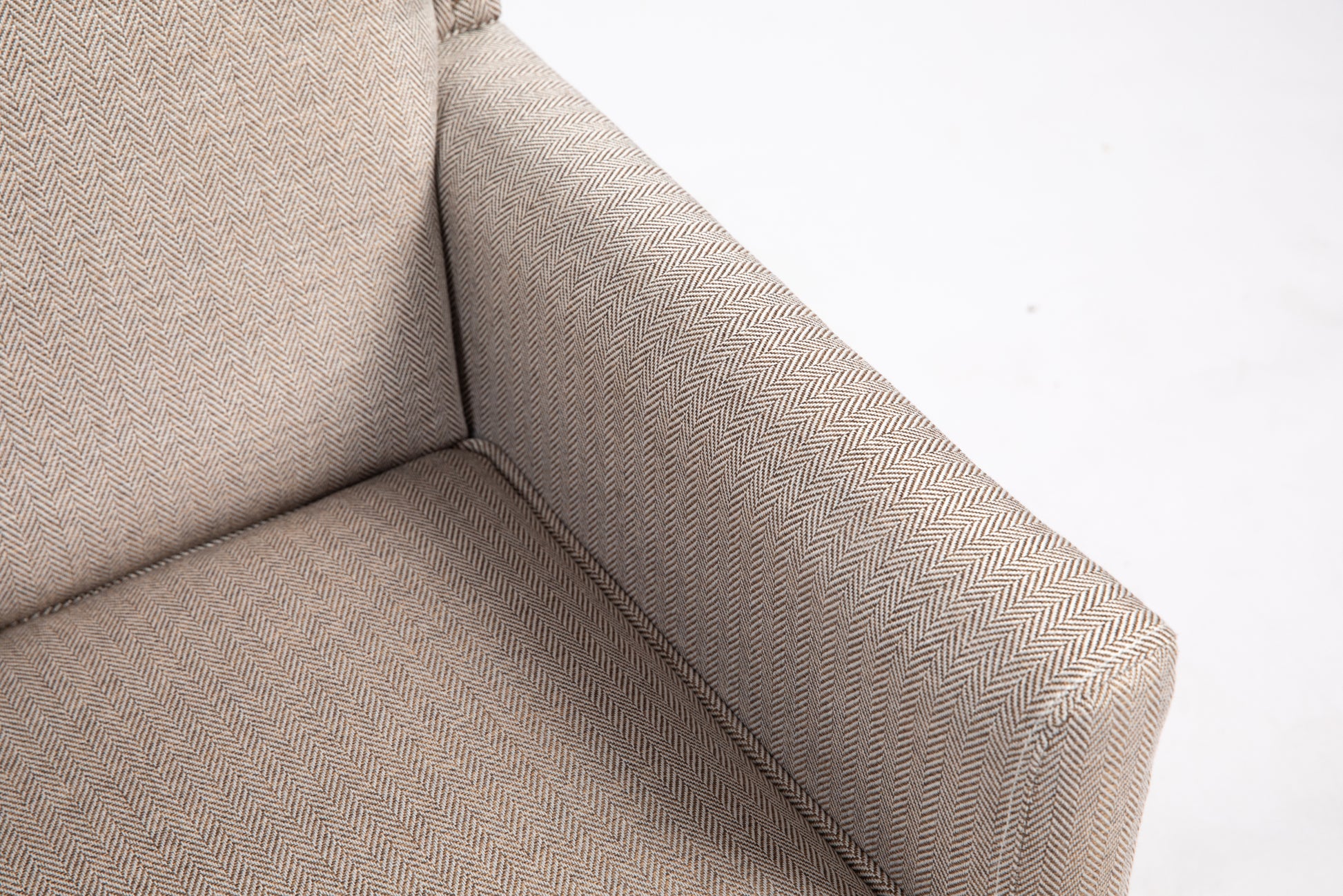 Upholstered Accent Chair, Vintage Armchair With Blue And White Striped Linen Fabric And Trim For Living Room Grey Cotton