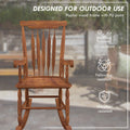 Outsunny Outdoor Wood Rocking Chair, 350 Lbs. Porch Rocker With High Back For Garden, Patio, Balcony, Teak Natural Wood