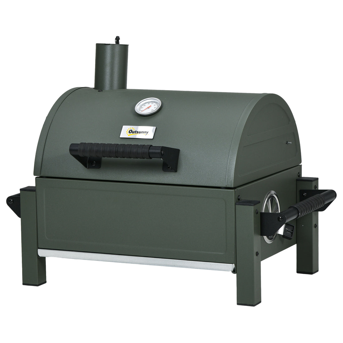 Outsunny Charcoal Bbq Grill With 235 Sq.In. Cooking Area, Tabletop Outdoor Barbecue With Ash Catcher And Built In Thermometer For Patio, Backyard, Camping, Picnic, Dark Green Green Steel