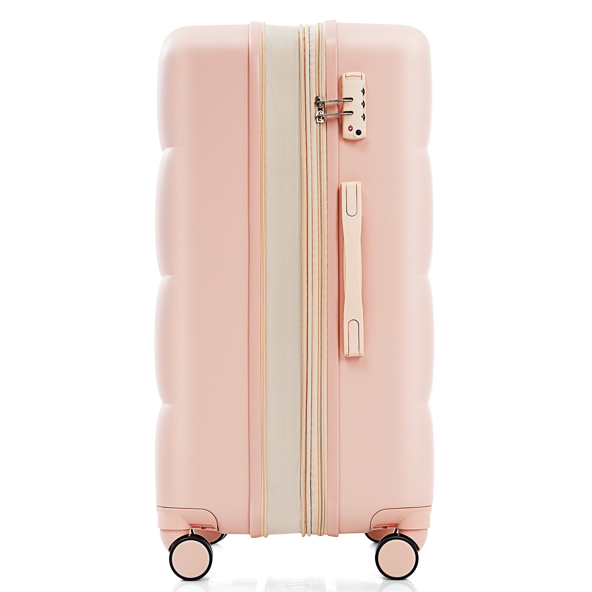 Luggage Set Of 3, 20 Inch With Usb Port, Airline Certified Carry On Luggage With Cup Holder, Abs Hard Shell Luggage With Spinner Wheels, Pink Pink Abs
