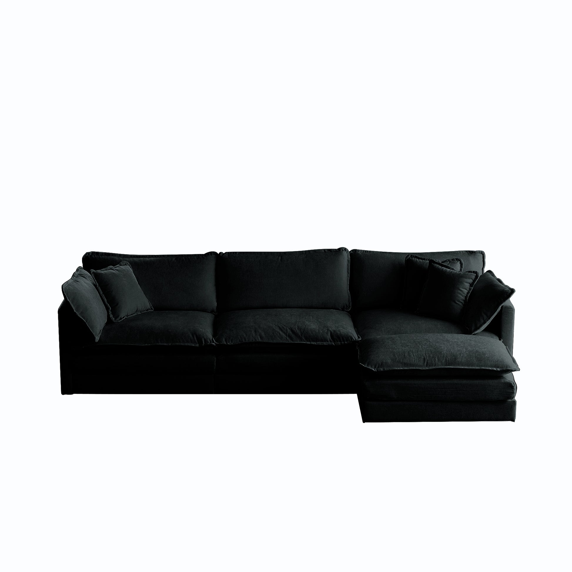 Free Combination Comfy Upholstery Modular Oversized L Shaped Sectional Sofa With Reversible Ottoman, Black Chenille Black Chenille 3 Seat