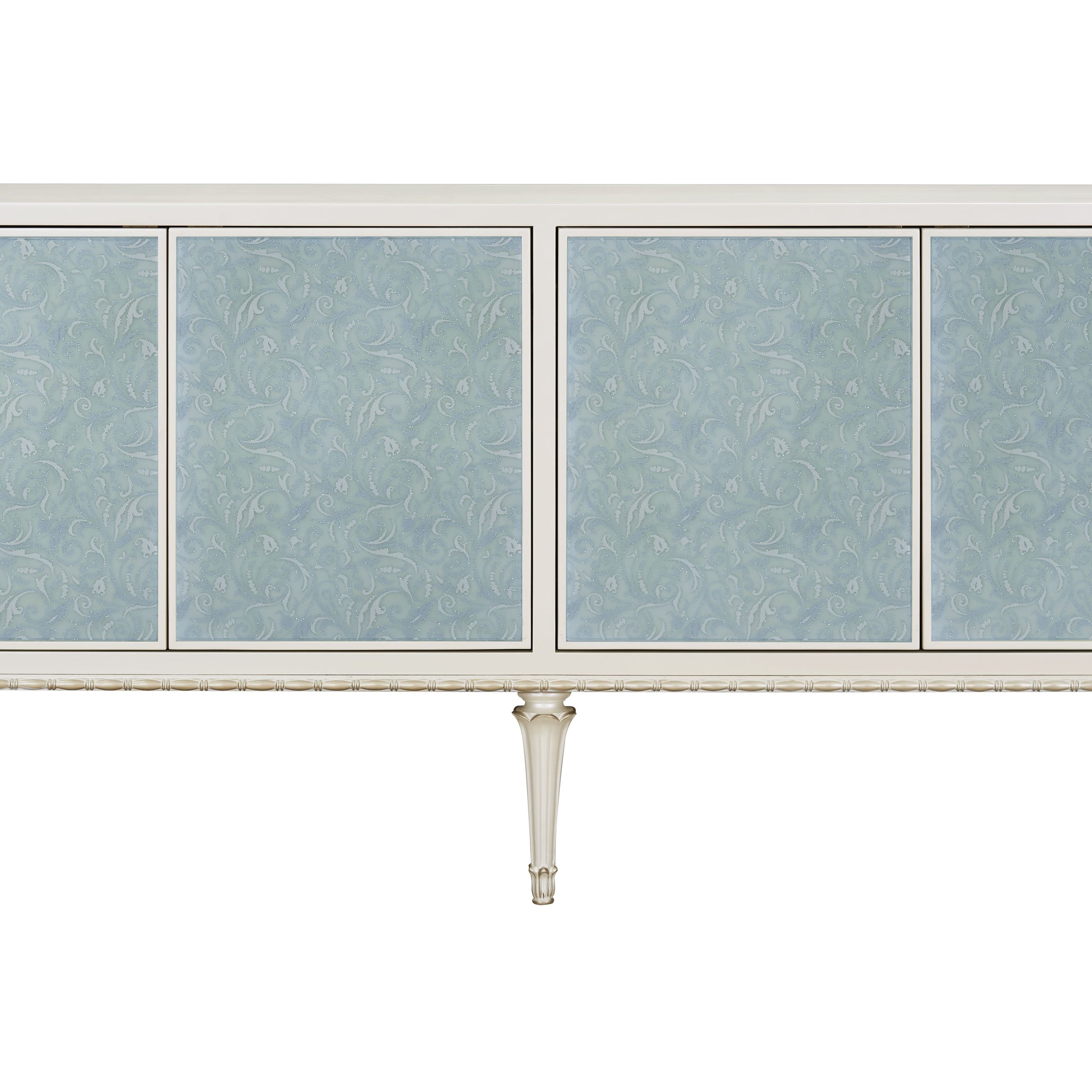 Ansaldo Console Cabinet, Pearl White & Silver Shimmer Finish Ac02506 White Wood