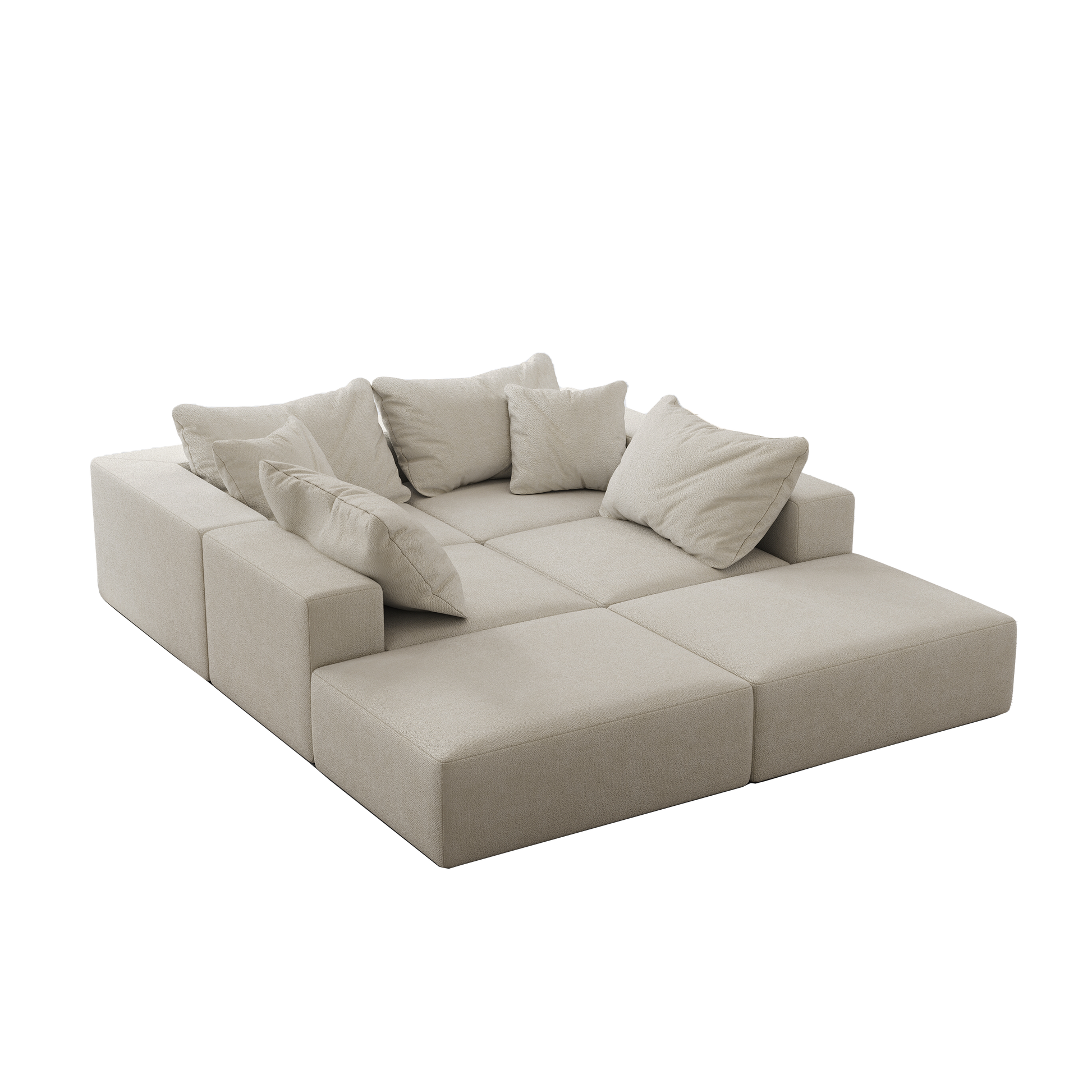 Oversized Sponge Cloud Sofa,Modern Upholstered Sectional Sofa Couch Set,Modular 162" L Shaped Sectional Living Room Sofa Set With 6 Pillows,Free Combination Sofa Couch For Living Room,Bedroom Beige Foam Chenille 6 Seat