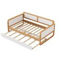 Twin Size Solid Wood Daybed With Trundle For Limited Space Kids, Teens, Adults, No Need Box Spring, Walnut And White Box Spring Not Required Twin White Walnut Wood Bedroom Modern Pine Daybeds Wood
