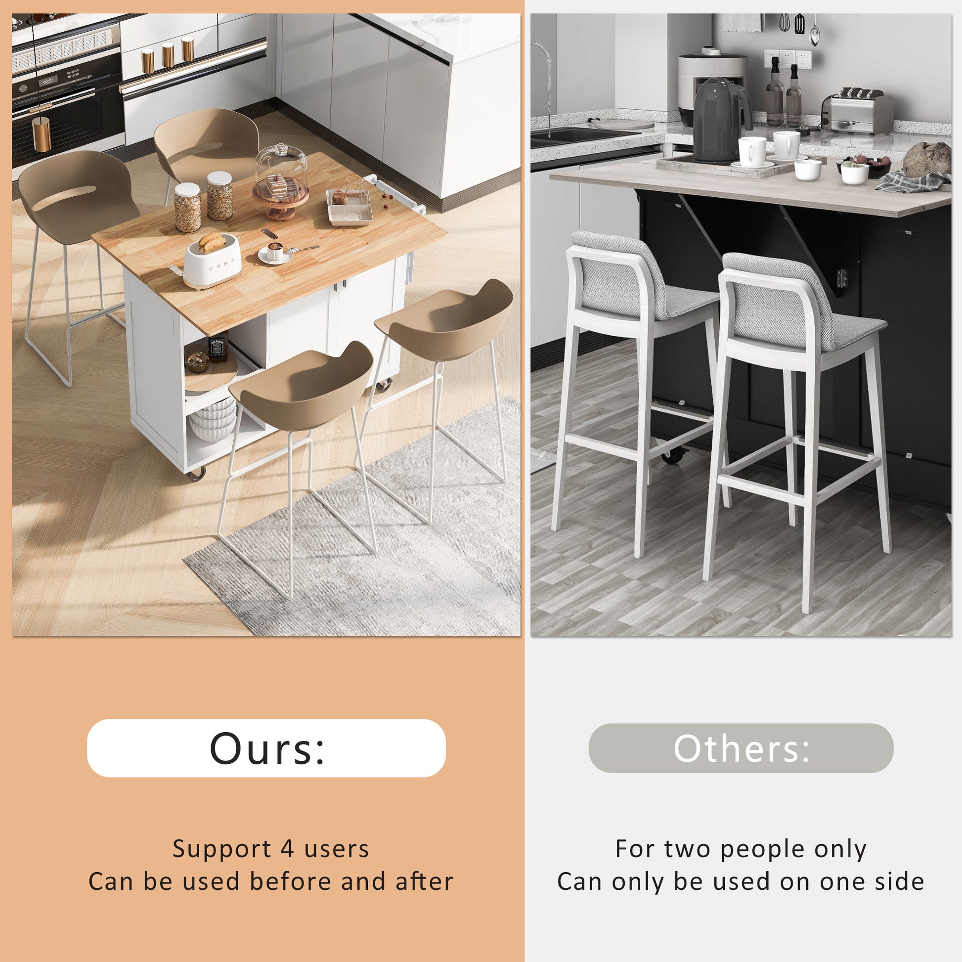 K&K Kitchen Island With Foldable Counter Top, Kitchen Storage Cart With Slide Out Shelf, Towel Rack And Drawer, Rolling Kitchen Cart On Wheels, For Kitchen, Living Room, Dining Room, White White Brown Kitchen Classic,Farmhouse,Luxury,Modern Rectangular