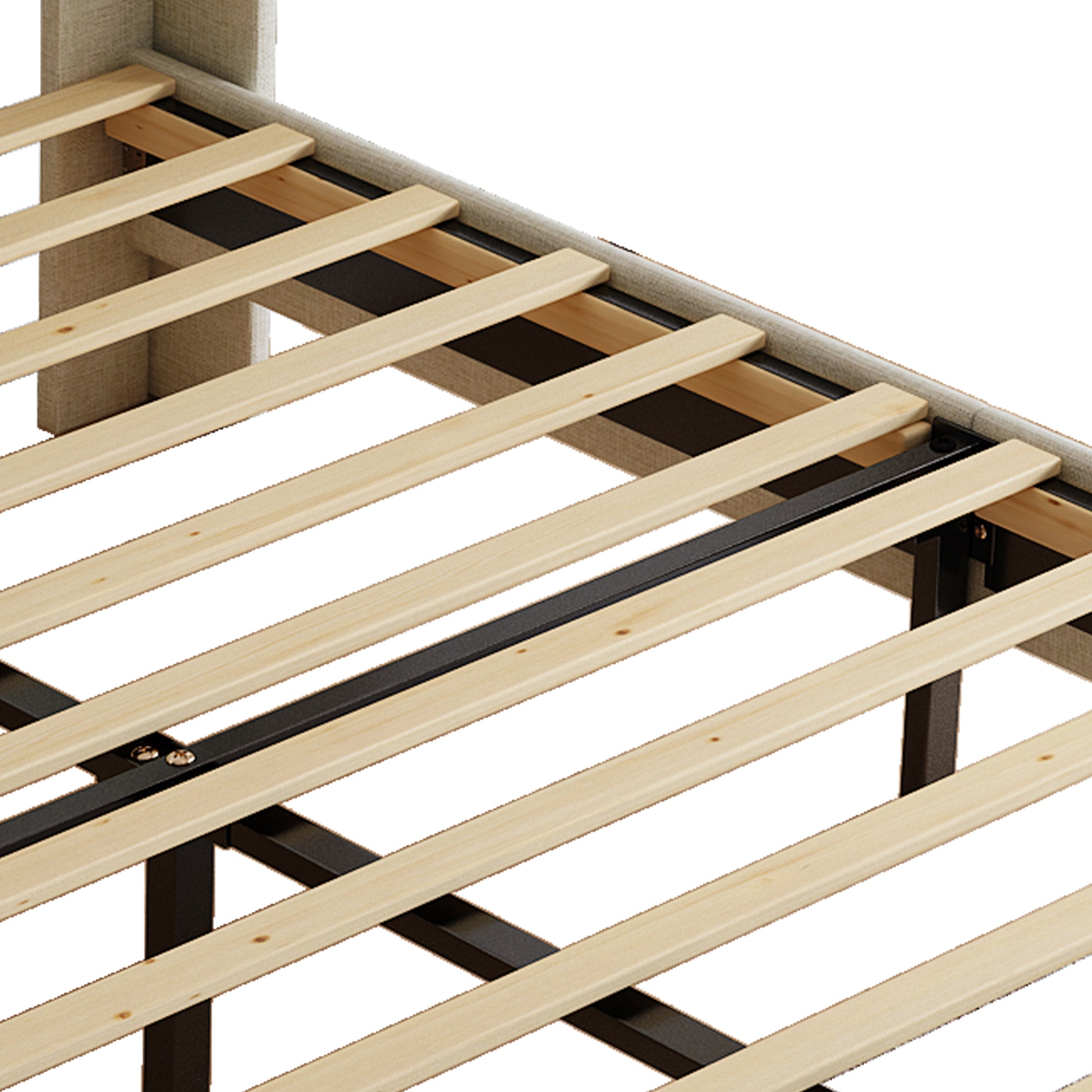 Queen Size Bed, Mesh Backboard Beautiful, With Led Lights, Cotton And Linen Fabric, Frame Stability, Easy To Assemble,Light Gray Queen Light Gray Mdf Acacia