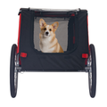 Dog Bike Trailer,Mesh Dog Cart With 3 Entrances, Safety Flag, 8 Reflectors, Folding Pet Carrier Wagon With 20 Inch Wheels, Bicycle Carrier For Medium And Small Sized Dogs Red Black Fabric Steel