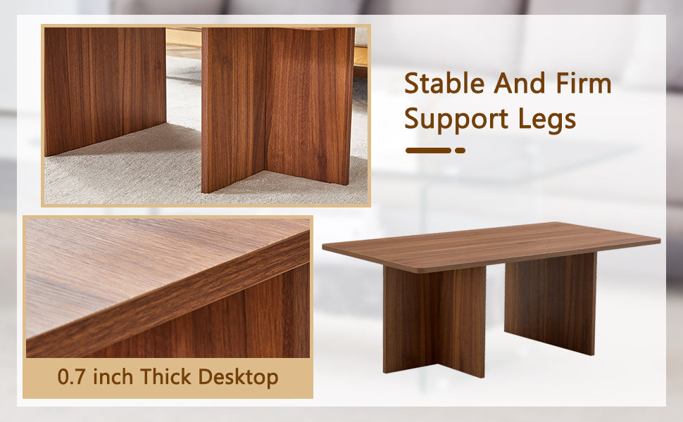 44.8 Inch Walnut Wood Grain Mdf Coffee Table Modern Luxury, Stable Triangular Support.The Coffee Table Is Made Of Medium Density Fiberboard Material And Is Suitable For Living Rooms, Bedrooms,Etc.