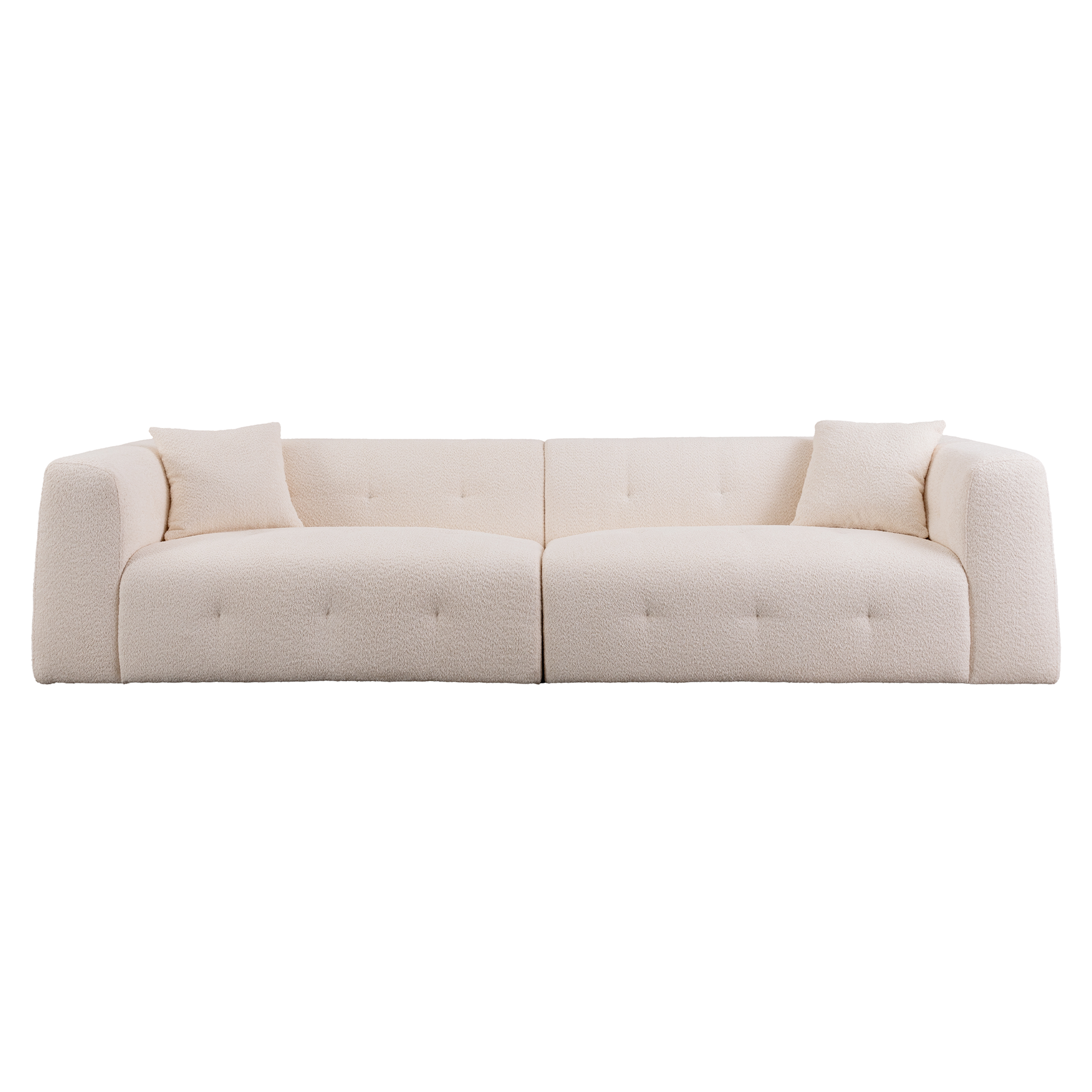 2297 Beige Sofa, Stylish And Simple Square Design, Square Arm, Handrailing Thick And Full, Put Living Room, Office, Conference Room Beige Fabric 3 Seat