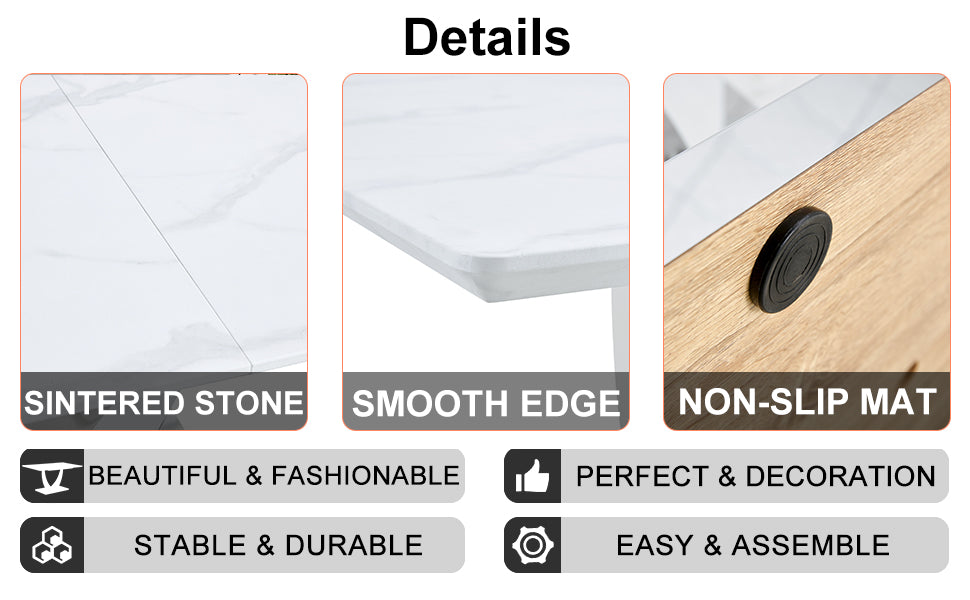 Table And Chair Set. Large Modern Rectangular Table With White Textured Top And Silver Metal Legs. Soft And Comfortable Pu Seats, Faux Leather Upholstered Seats And Sturdy Metal Legs. White Black Mdf Metal