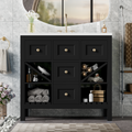 36'' Bathroom Vanity With Resin Sink Combo, Solid Wood Frame Bathroom Storage Cabinet, Freestanding Vanity Set With 5 Drawers& Soft Closing Doors Same As N710S136001B Black Bathroom Solid Wood Mdf Resin