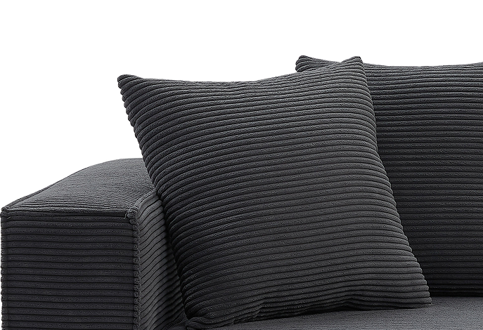 88.97 Inch Soft Corduroy Upholstery Streamlined Design Sofa With 5 Pillows, Large And Cozy 3 Seater Couch For Modern Spaces For Living Room,Office Black Black Corduroy 3 Seat