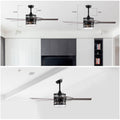 52 Inch 5 Blade Lighted Ceiling Fan With Remote Controlglass Shade Optional Remote Matte Black Matte Black American Design,American Traditional,Classic,Contemporary,Farmhouse Plywood Metal