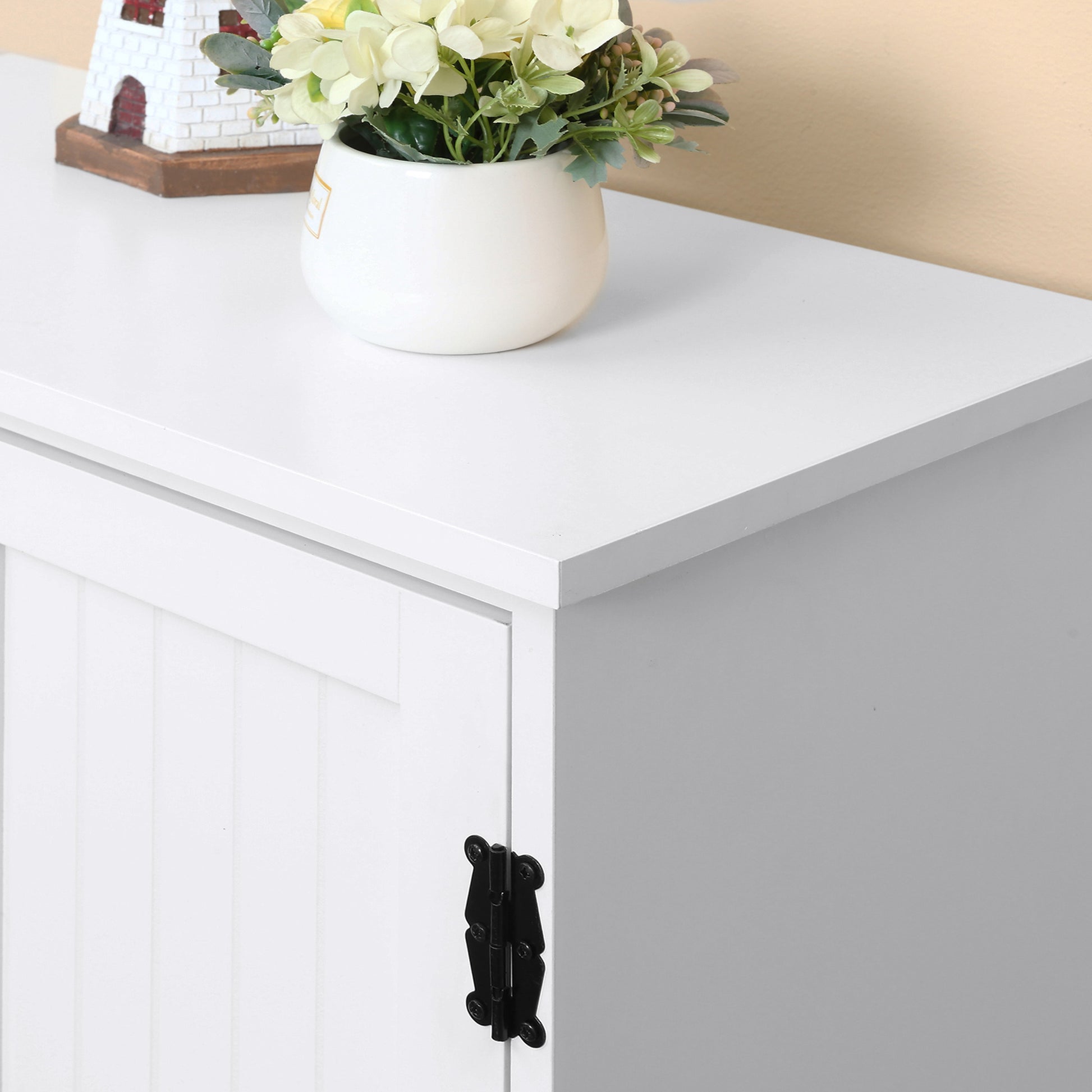 Homcom 48.5" Farmhouse Kitchen Pantry, Floor Storage Cabinet, Cupboard Organizer, White White Mdf