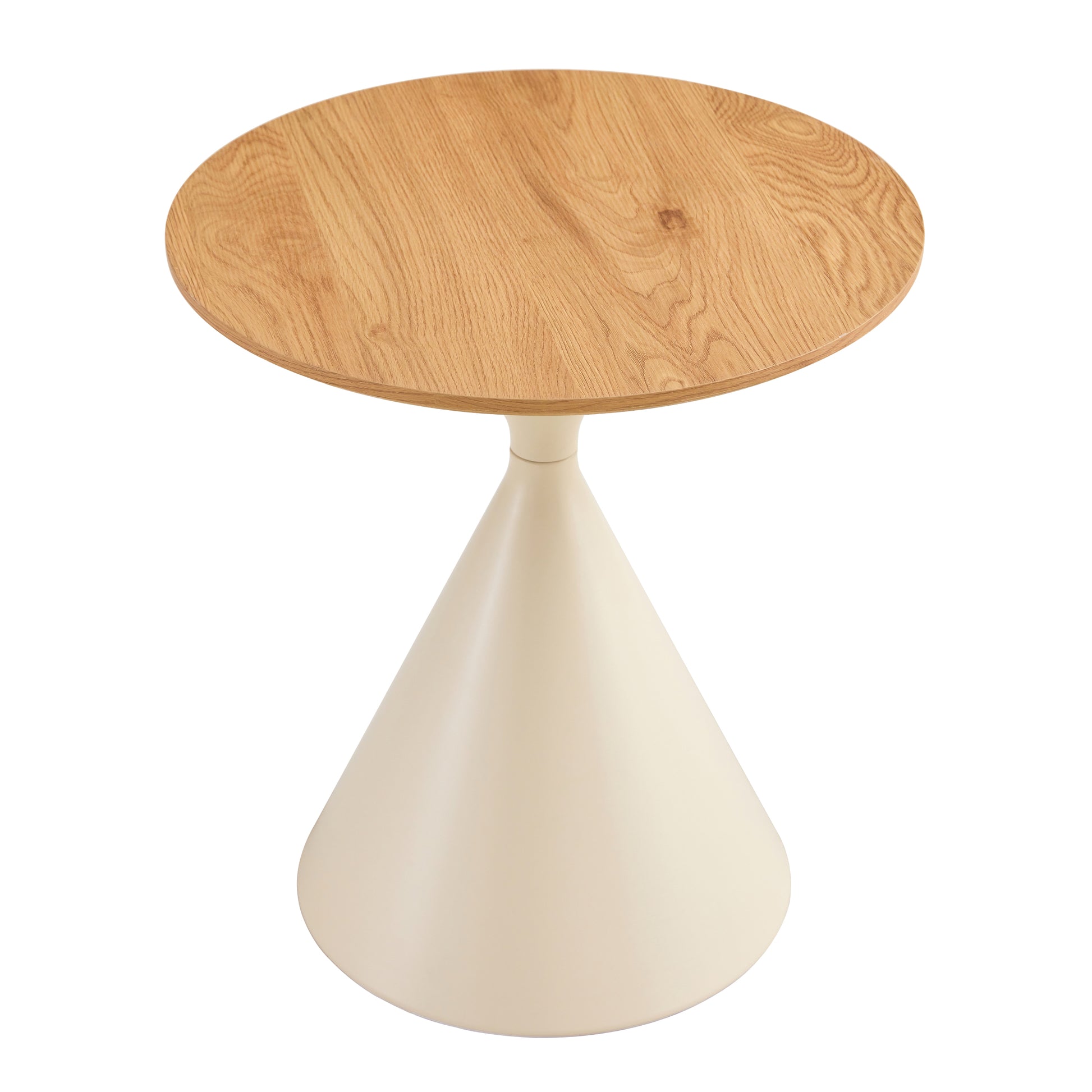 Set Of 2 Coffee Round Tables With A Wulnut Wooden Look Top And White Steel Base Milk White Primary Living Space Antique Freestanding Round Laminated Coffee & End Tables Round Metal