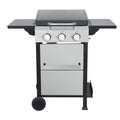 3 Burner Propane Gas Bbq Grill, Ss Plancha, 36900Btu Output With Wire Enamel Cooking Grids For Outdoor Barbecue, Foldable Side Table, Hanging Basket, Stainless Steel Black Silver Garden & Outdoor