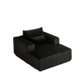 62.5 Inch Corduroy Sponge Sofa Lounge Chair,No Assembly Required,Fluffy Modern Sleeper Chair For Indoor Living Room Bedroom Black Foam Corduroy 1 Seat