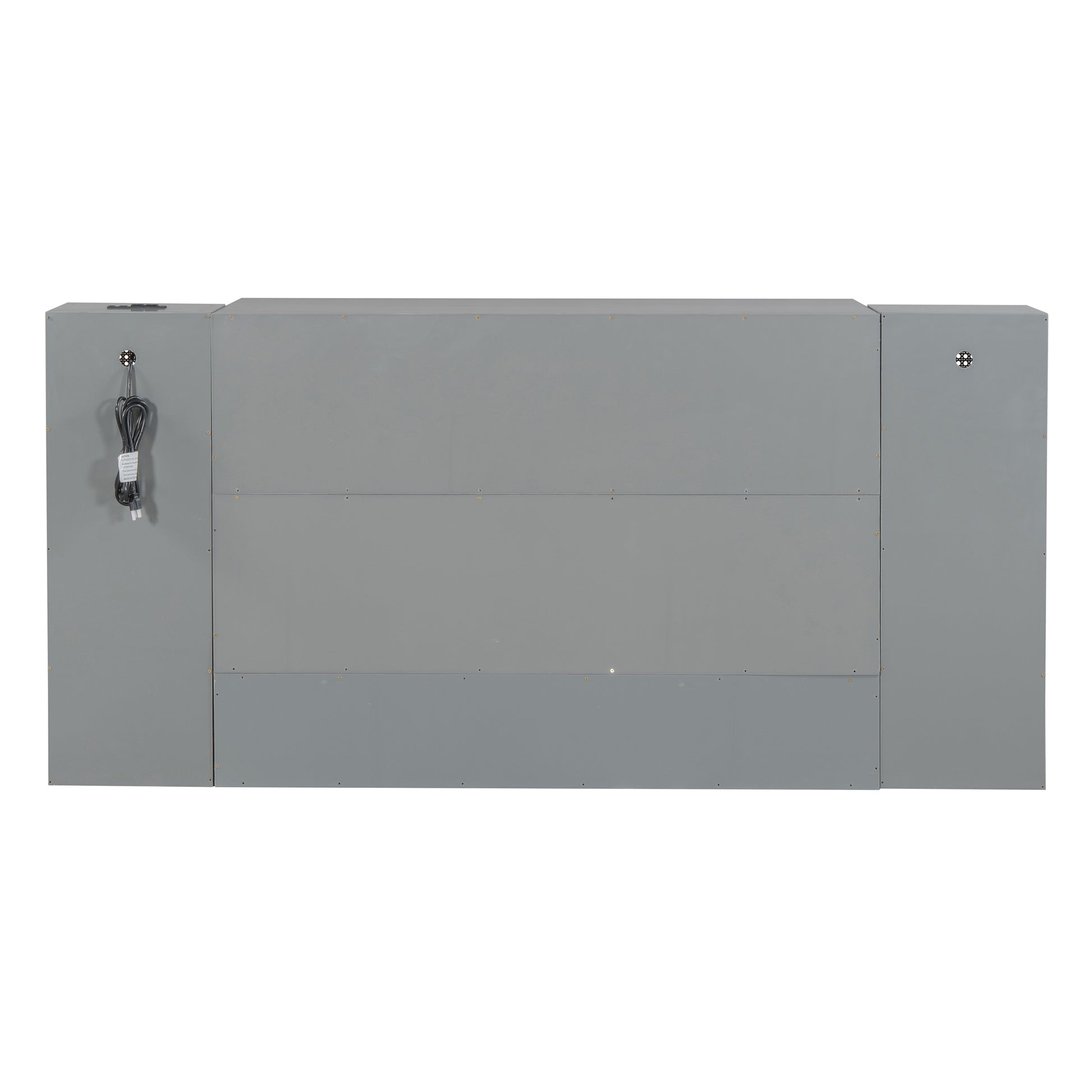 Queen Size Murphy Bed Wall Bed With Drawer And Rattan Decoration With 2 Storage Cabinets, One Set Of Sockets & Usb Ports, Pulley Structure Design, Gray Queen Gray Plywood