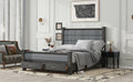 Queen Size Wood Frame Platform Bed With Upholstered Headboard, Footboard And 2 Drawers, Antique Gray Box Spring Not Required Queen Antique Gray Wood Bed Frame Solid Wood Mdf