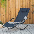 Outsunny Zero Gravity Rocking Chair Outdoor Chaise Lounge Chair Recliner Rocker With Detachable Pillow And Durable Weather Fighting Fabric For Patio, Deck, Pool, Navy Blue Navy Blue Steel