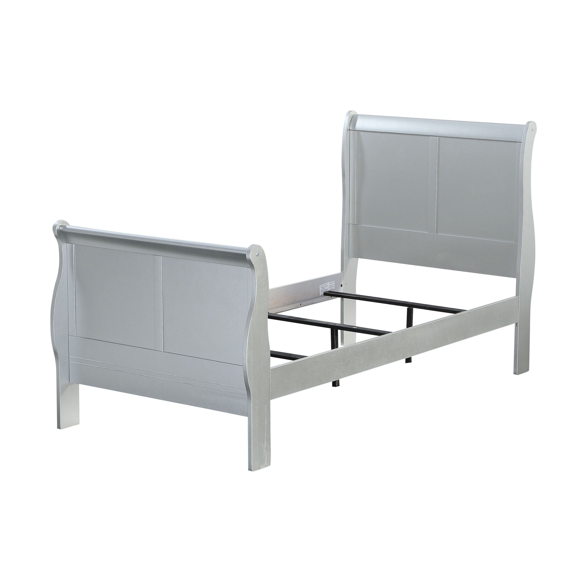 Platinum Twin Sleigh Bed Box Spring Required Twin White Wood Casual Panel Wood