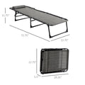 Outsunny Reclining Chaise Lounge Chair, Portable Sun Lounger, Folding Camping Cot, With Adjustable Backrest And Removable Pillow, For Patio, Garden, Beach, Grey Gray Fabric