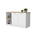 Mercury Kitchen Island With Spacious Countertop, Double Door Cabinets, And 2 Open Storage Shelves Multi Kitchen Modern Rectangular Stationary Kitchen Islands Melamine Particle Board Large 56 In