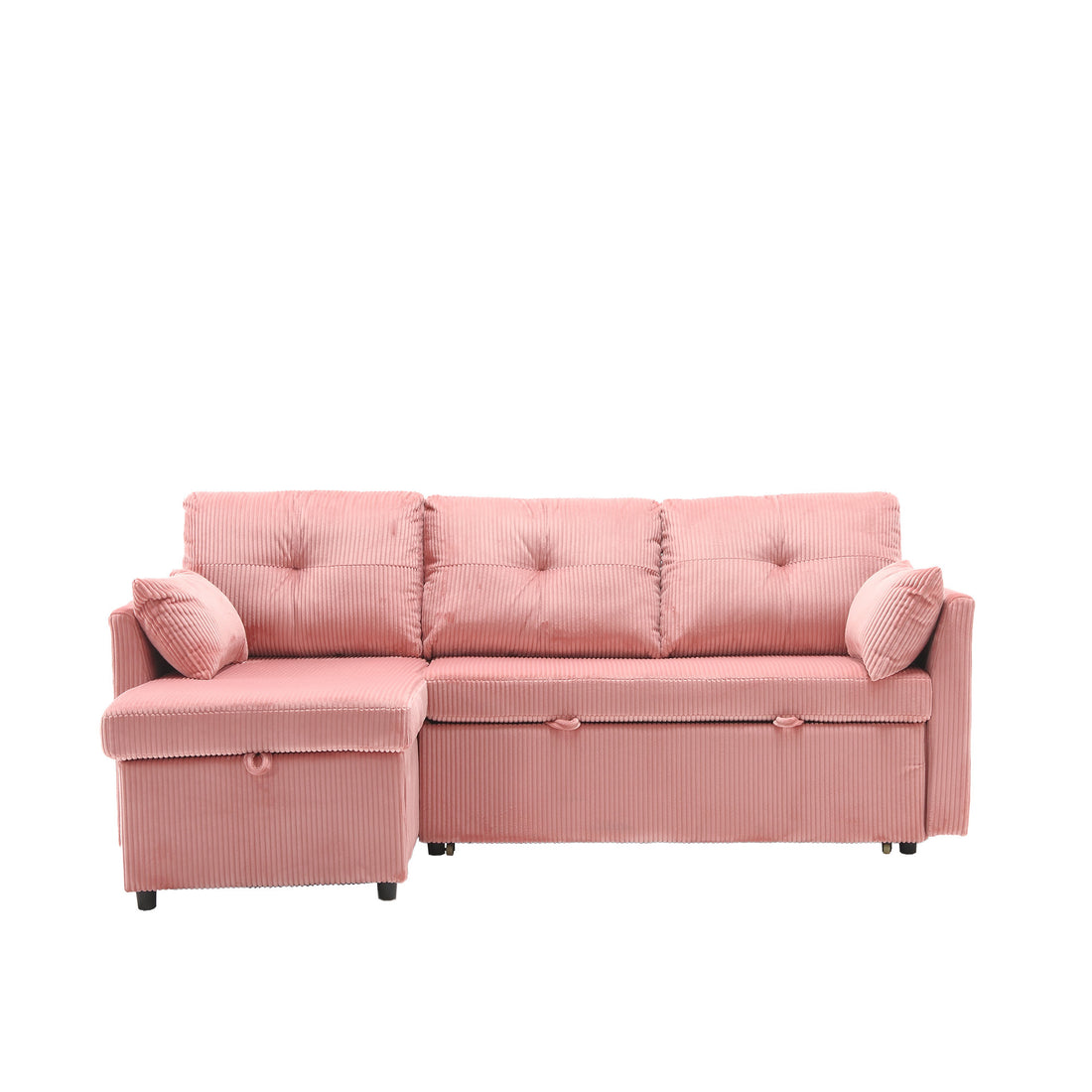 United We Win Furniture, Modular L Shaped Sofa, Modular Long Sofa With Reversible Chaise Lounge, Sofa Bed, Sleeper Sofa, Modular Sofa Combination With Storage Seats. Pink Velvet 3 Seat